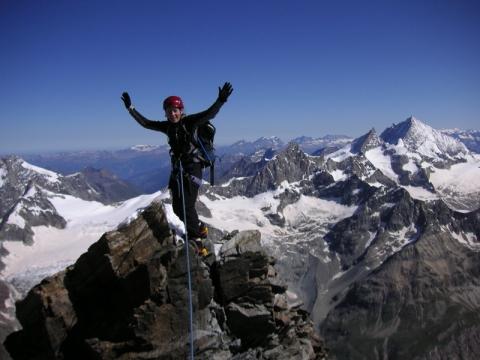 On top of the world: Caroline on the summit of the Matterhorn